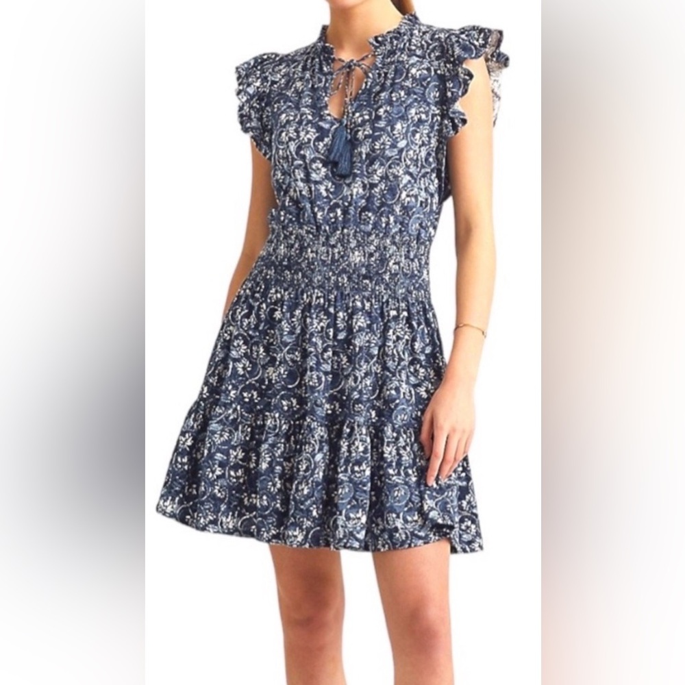 Ralph Lauren Blue Floral Cotton Dress 12 Cottagecore Coquette Romantic Preppy